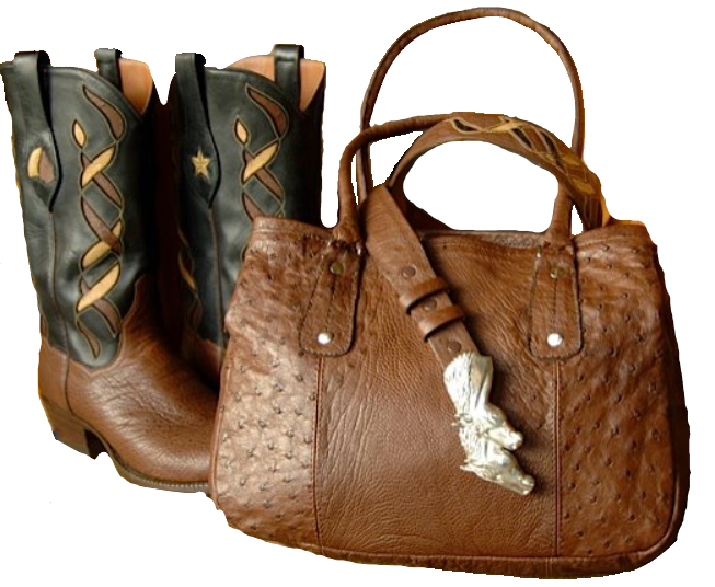 Ostrich Bag, belt, boot